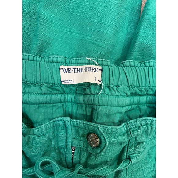 WE THE FREE Emerald Green Cargo Pants Paperbag Waist Drawstring Pockets Size L - Picture 4 of 6